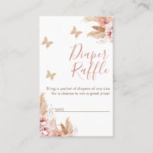 Floral Butterfly Kisses Baby Shower Diaper Raffle