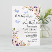 Floral Butterfly Kisses Baby Shower Invitation Boy (Standing Front)
