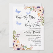 Floral Butterfly Kisses Baby Shower Invitation Boy (Front)