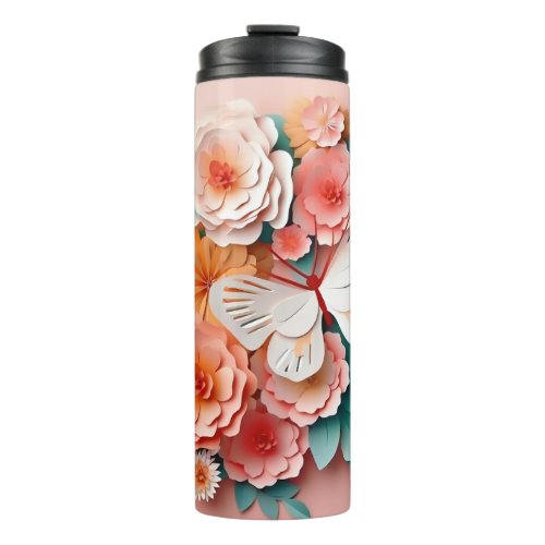 Floral  Butterfly _LT Pink_ Slim Thermal Tumbler
