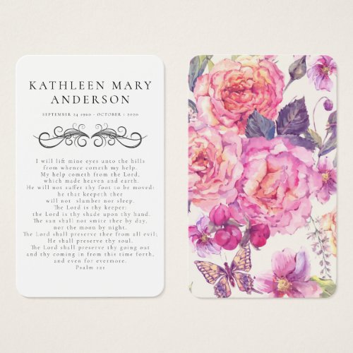 Floral Butterfly Memorial Card