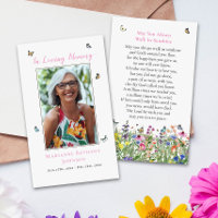 Floral Butterfly Memorial Funeral Prayer Card