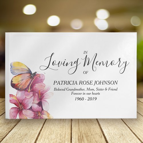 Floral Butterfly Memorial Funeral Remembrance Guest Book