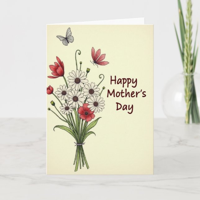Floral Butterfly Mothers Day Card (Front)