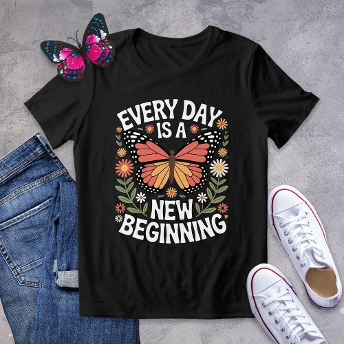 Floral Butterfly New Beginning Positivity  Tri-Blend Shirt