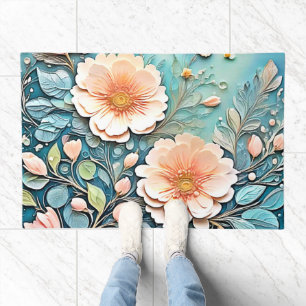 Floral Butterfly Pastel Art Doormat
