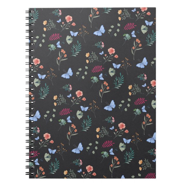 Floral & Butterfly Pattern– Botanical Garden  Notebook (Front)
