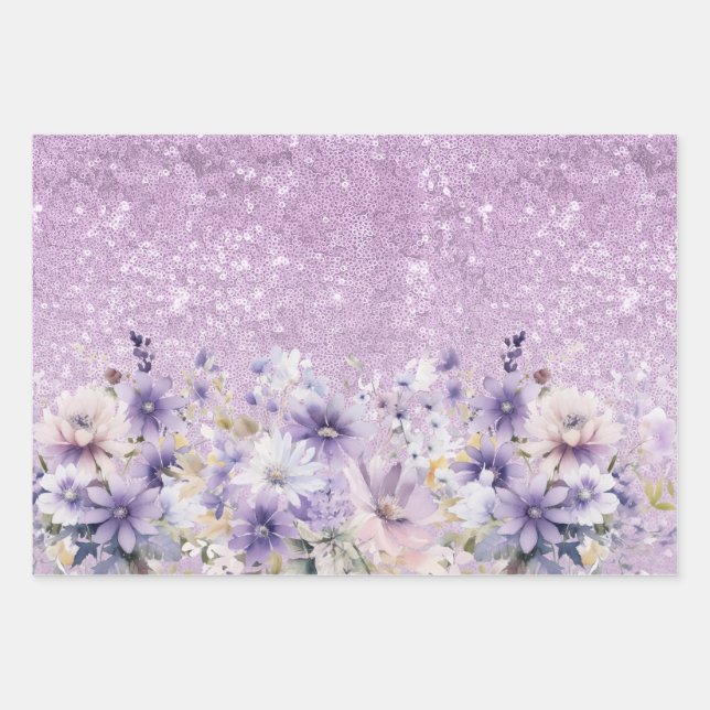 Floral Butterfly Personalized Girl Baby Shower     Wrapping Paper Sheets (Front)