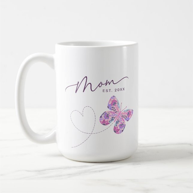 Floral Butterfly Personalized Mom Coffee Mug (Left)