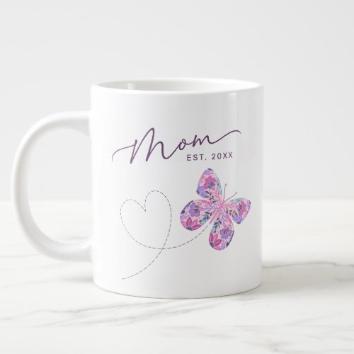 Floral Butterfly Personalized Mom Giant Coffee Mug