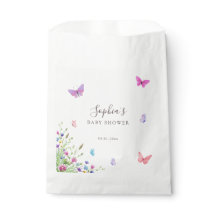 Floral Butterfly Pink Purple Watercolor Favor Bags