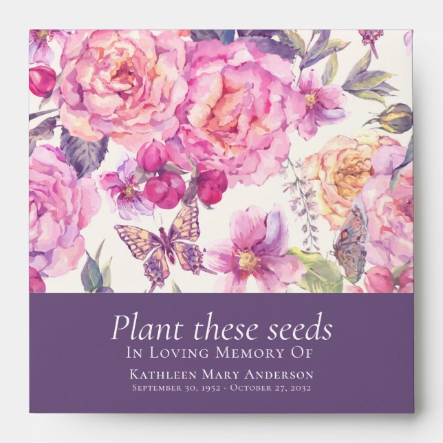 Floral Butterfly Plant These Seeds Funeral Favor   Envelope (Front)