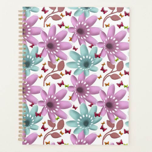 Floral Butterfly Seamless Pattern | Pink and Mint  Planner