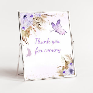 Floral Butterfly Shower Thank you for Coming Sign