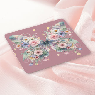 Floral Butterfly Square Paper Coaster