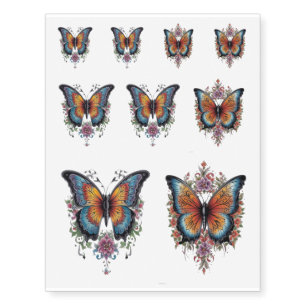 Floral Butterfly Temporary Tattoos