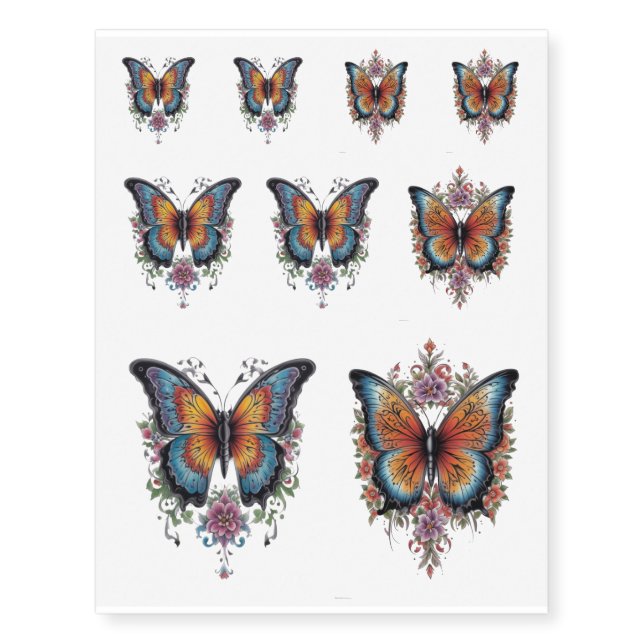 Floral Butterfly Temporary Tattoos (Front)