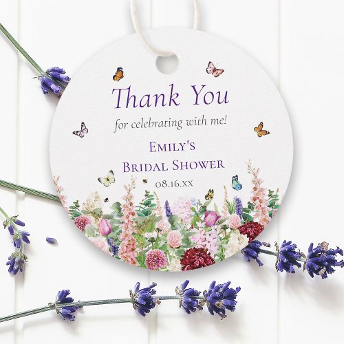 Floral  Butterfly Thank You Bridal Shower Favor Tags