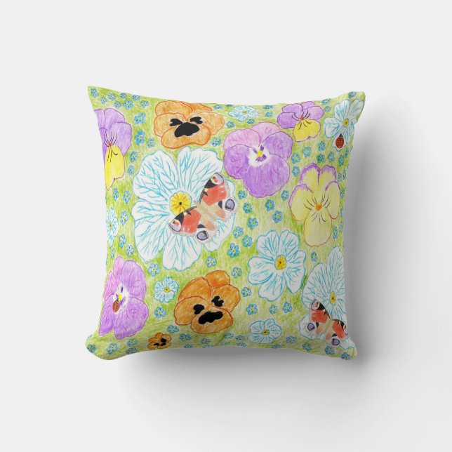 Floral Butterfly  Throw Pillow (Front)