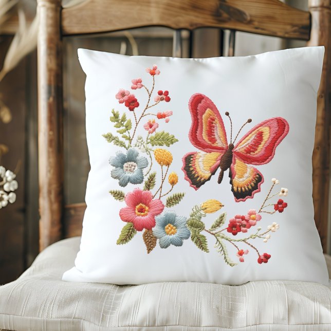 Floral Butterfly  Throw Pillow (Creator Uploaded)