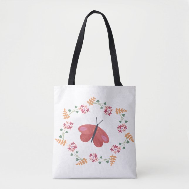 Floral Butterfly Tote Bag (Front)
