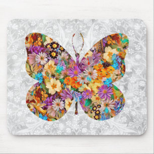 Floral Butterfly Vintage Style Mouse Pad