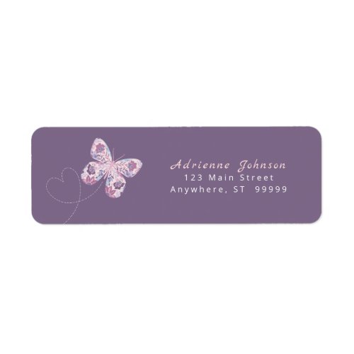 Floral Butterfly w Heart Personalized  Label