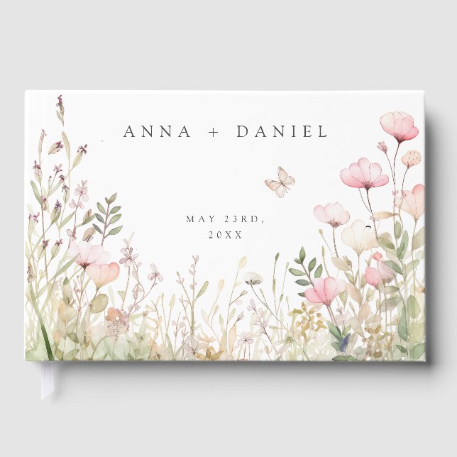 Floral Butterfly Wedding Guest Book (Front)