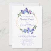 Floral Butterfly Wedding Navy Blue Butterflies Invitation (Front)