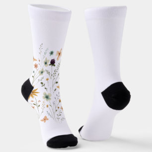 Floral & Butterfly, Whimsical Garden-Inspired Socks
