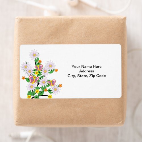 Floral Butterfly White Labels