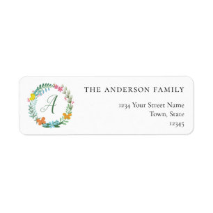 Floral Butterfly Wreath Return Address Labels