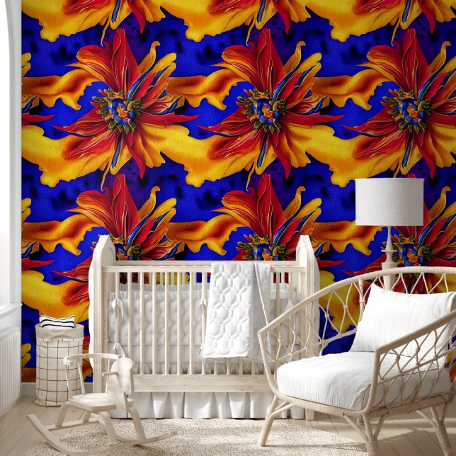 Floral Byzantine flame flower regal pattern chic Wallpaper (Kids)