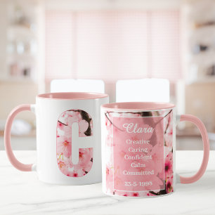 Floral C Initial Mug Personalized Name & Traits
