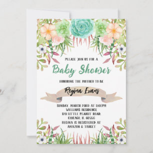  Floral Cactus Baby Shower Invitation