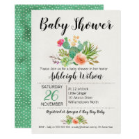 Floral Cactus Baby Shower Invitation