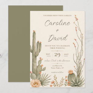 Floral Cactus Desert Flowers Wedding Invitation