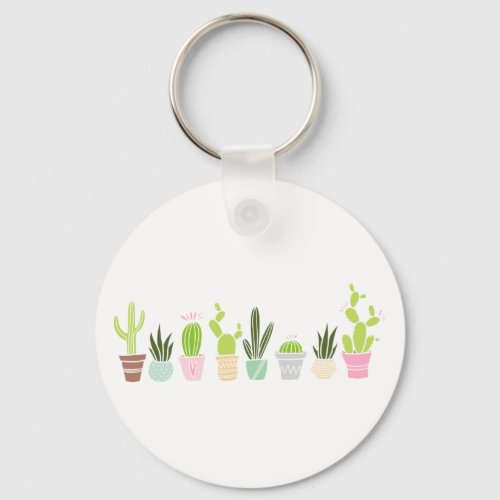 Floral Cactus Plants Keychain