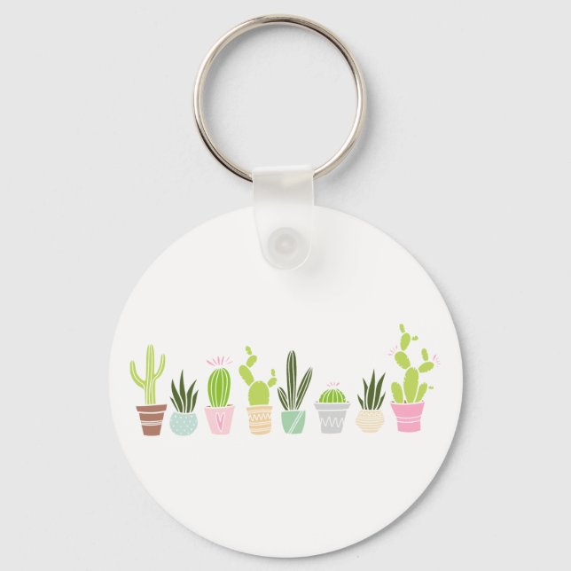 Floral Cactus Plants Keychain (Front)