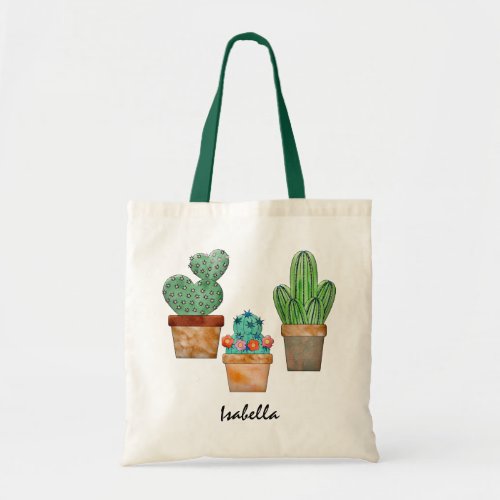 Floral Cactus Plants Tote Bag