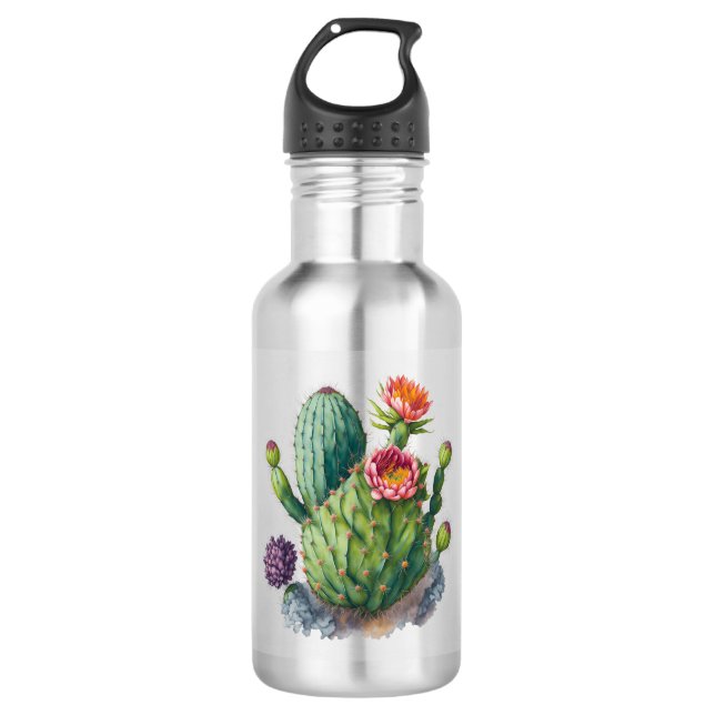 Floral Cactus Stainless Steel Water Bottles (Front)