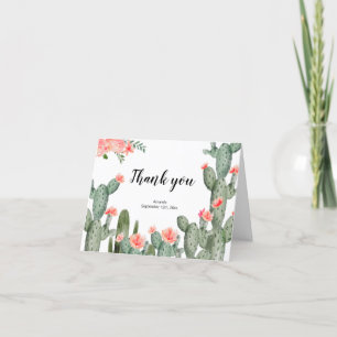 Floral cactus standing Thank You card