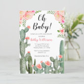 Floral Cactus Succulent oh baby shower invitation (Standing Front)