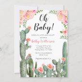 Floral Cactus Succulent oh baby shower invitation (Front)