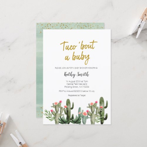 Floral Cactus Watercolor Couple Shower Invitation