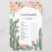 Floral Cactus Watercolor Word Scramble Game (Front/Back)