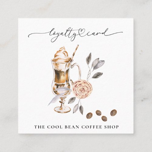  Floral Cafe Coffee Bean Espresso QR Rewards Loyalty Card