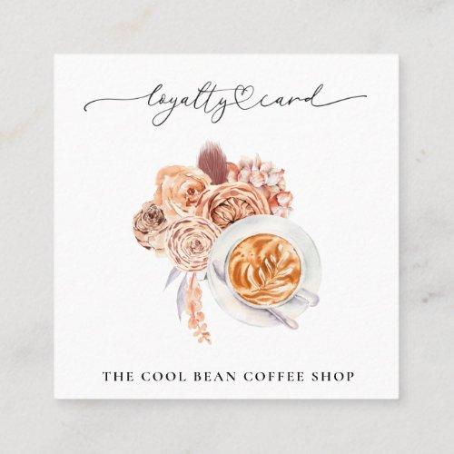  Floral Cafe Coffee Espresso QR Rewards Loyalty Card