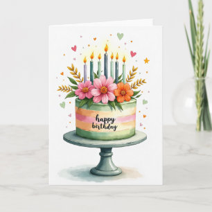 Floral Cake Birthday Card
