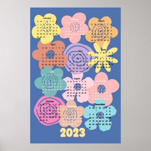 Floral calendar 2023 poster